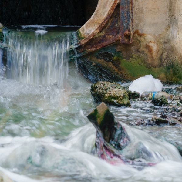 Müll an Abwasserrohr