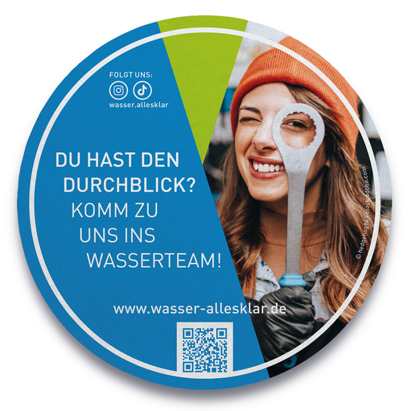 Bierdeckel mit Werbeaufdruck zu wasser-allesklar