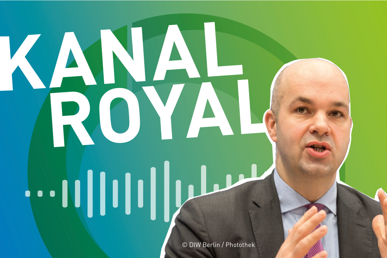 Erkennungssymbol für den Podcast Kanal Royal mit Fotoporträt von Marcel Fratzscher