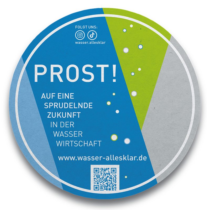 Bierdeckel mit Werbeaufdruck zu wasser-allesklar