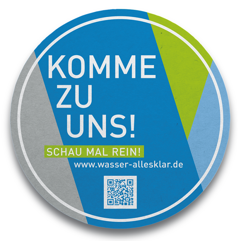 Bierdeckel mit Werbeaufdruck zu wasser-allesklar