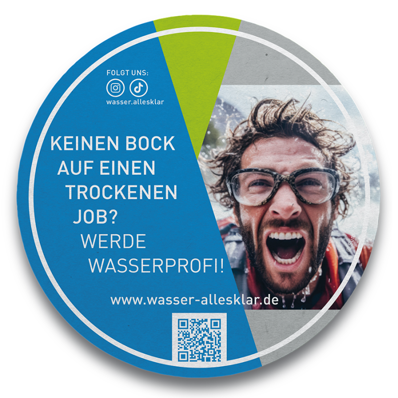 Bierdeckel mit Werbeaufdruck zu wasser-allesklar