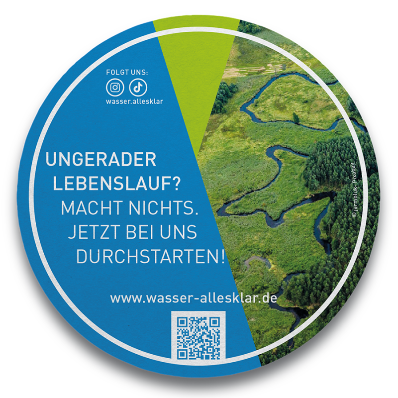 Bierdeckel mit Werbeaufdruck zu wasser-allesklar