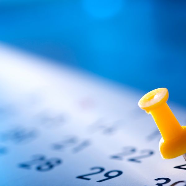 Stecknadel im Kalender