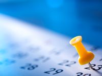 Stecknadel im Kalender